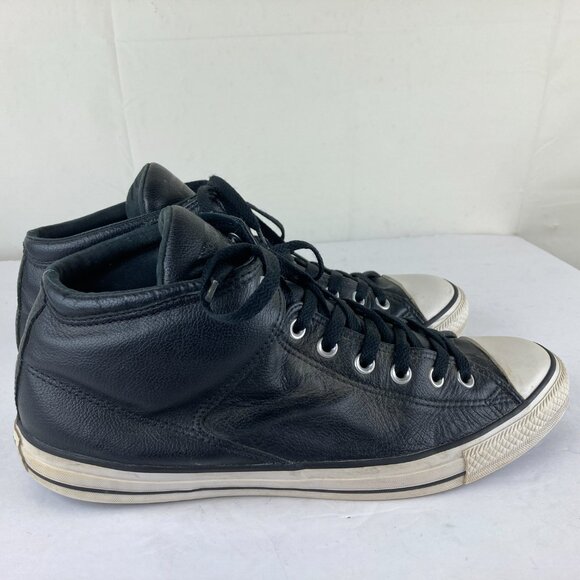 Converse Mens sz 12 LEATHER CHUCK TAYLOR ALL STAR Mid Top Athletic Shoe Sneaker - Picture 5 of 9